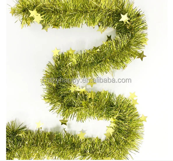 Factory Christmas Tinsel Garland Glitter Tinsel Twist Christmas Tree Hanging Wide Cut Metallic Streamer for Holiday Decorations