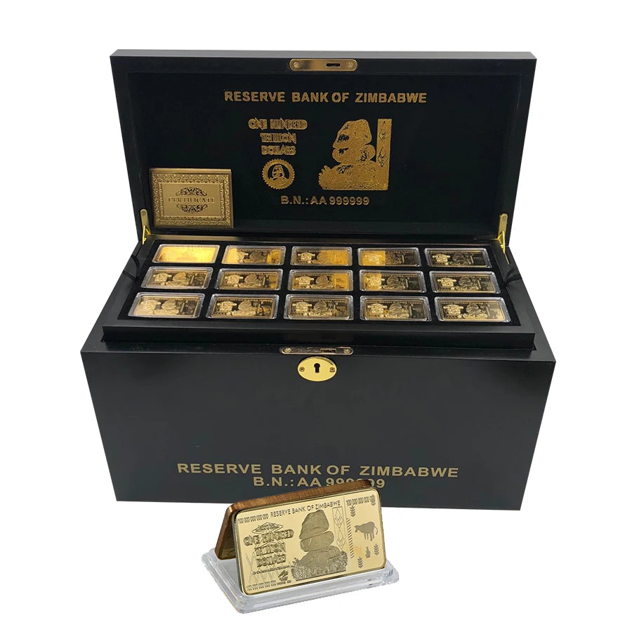 Wholesale Item 270pcs Zimbabwe Gold Plated Gold bar Ingots Golden Silver Bullion Coin Gift for Collection