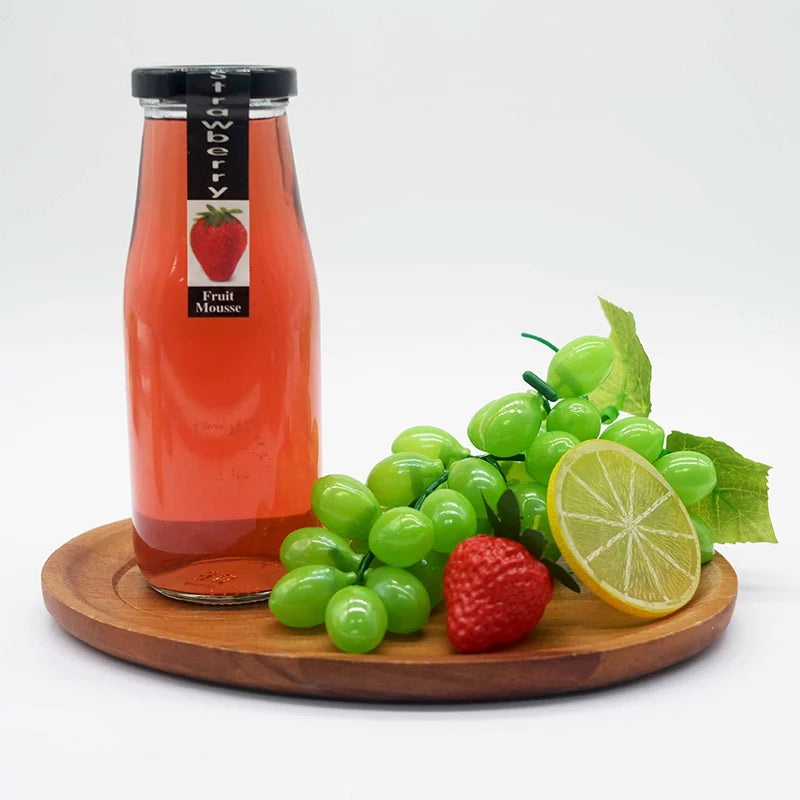 Factory 300ml  Clear Round Drinking Reborn Tea Milk Bottle With Lid Glass Carton Screen Printing Beverage