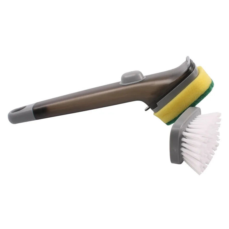 Multifunction 2 in 1 Removable Head Soap Dispensing Kitchen Plate Pan Pot Dish Wash Cleaning Sponge Brush Set