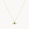 LOZRUNVE 925 Silver Handcraft Emerald Evil Eye Pendant Choker Necklace Women