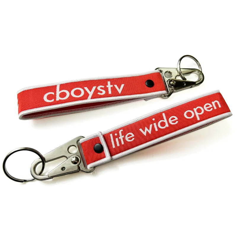 Promotional Carabiners Logo Wrist Lanyard Woven Embroidery Custom Short Wrist Keychain With Eagle Hook