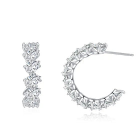 Dropshipping Exquisite High-end Jewelry 925 Sterling Silver Cubic Zirconia Waterdrop U-shaped Stud Earrings