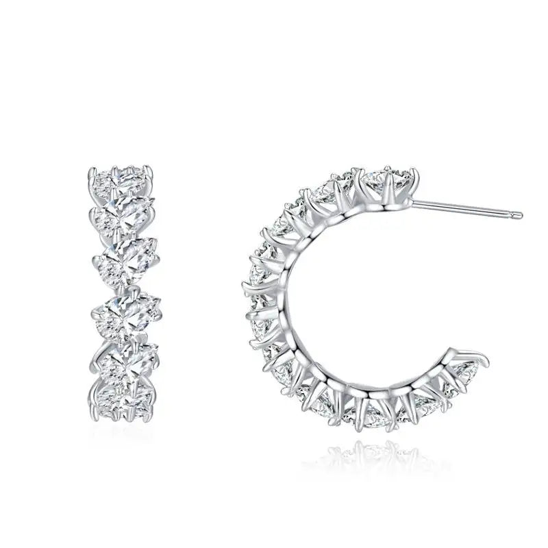 Dropshipping Exquisite High-end Jewelry 925 Sterling Silver Cubic Zirconia Waterdrop U-shaped Stud Earrings
