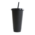 BPA FREE Wholesale Plastic Reusable Coffee Cups Matte Black Cup with Lid and Straw
