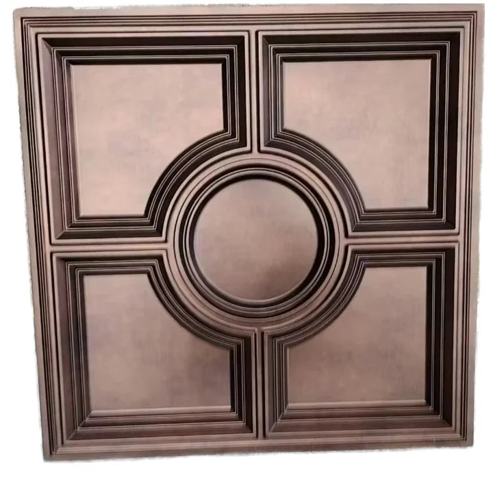 Modern Style Embossed Tin Ceiling Tile PVC Square 3D Geometric Wall Panel Embossment Artistic Waterproof Hanging Wall Decoration