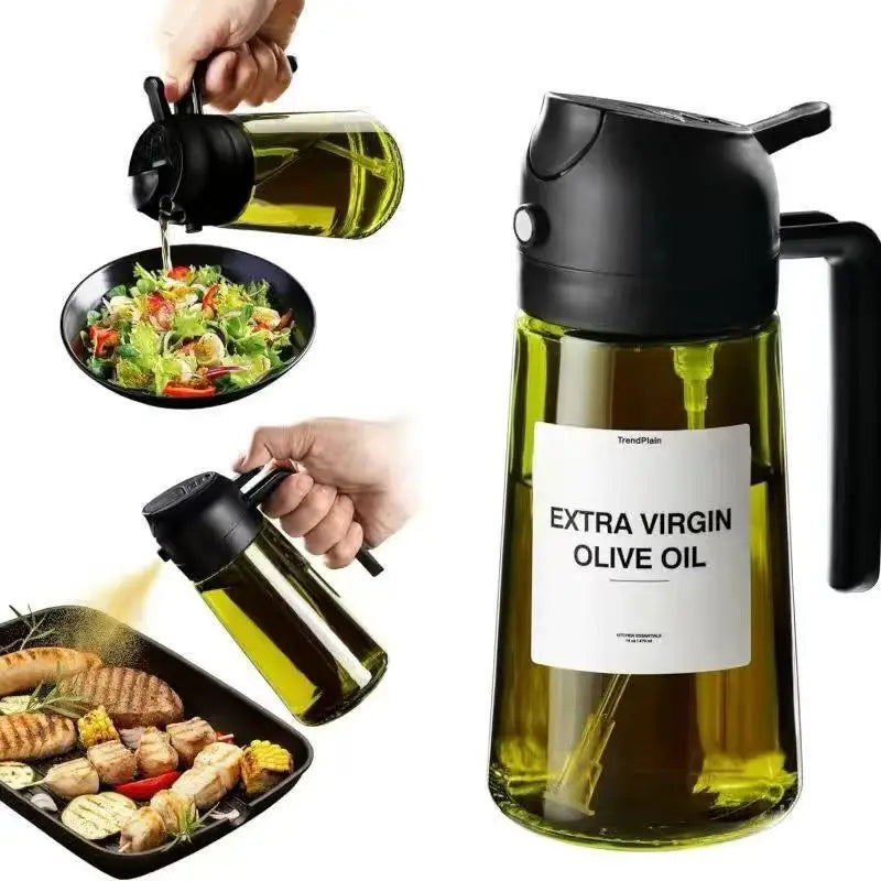 470ml 2-In-1 Kitchen Oil Sprayer Food Grade Integrated Atomizable BBQ Oil Household Food Spray-Down Glass
