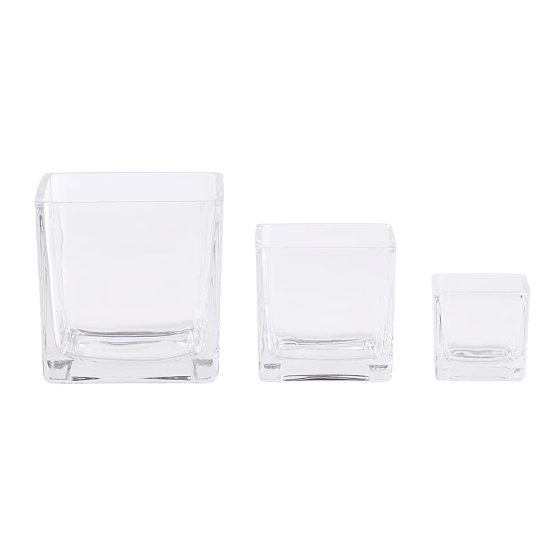 Wholesale Clear 250 ml Empty Square Shaped Glass Candle Jar Candle Holder for Candle Making