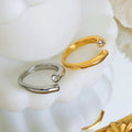 Ins Stainless Steel 18k Gold Double Zirconia Open Adjustable Ring for Women