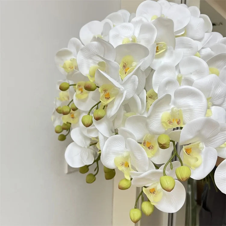 U-3394 Wholesale Waterproof White 3D Printing Real Touch PU 9 Heads Orchid for Wedding Home Decor