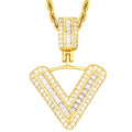 Hip Hop Bling Baguette Stone Jewelry Custom Name Charm Letter Pendant Iced Out Fashion Chain Necklace