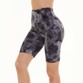 2025 Custom Soft Spandex Polyester Yoga Gym Exercise Biker Shorts for Women High Waist Logo Tie Dye Push-up Leggings High Waist