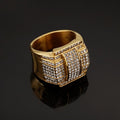 Luxury Full Diamond Stainless Steel Hip Hop 18k Waterproof Rings Fashion Fine Rhinestone Rings for Men Jewelry