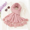 Solid Color Winter Cashmere Polyester Monochrome Hanging Hairball Fashion Scarf Women's Warm Scarf