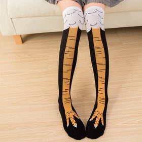 Whale Funny Chicken Paw Socks Over-knee Pressure Thin Leg Long Stockings Women Middle High School Girls Socks