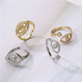 RM1542 Fashion Silver 18k Gold Plated Cz Stones Paved Open Evil Eyes Nazar Women Rings