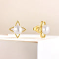 QX Custom Luxury Fine Lovely Jewelry 925 Sterling Silver 18k Gold Plated Mother Gift Pearl Dangle Stud Earrings Women Bridal