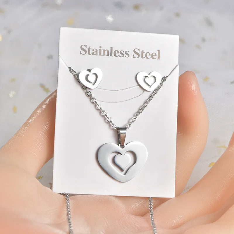 INS Cross-border Foreign Trade  European Fashion Retro Natural Color Earrings Necklace Set