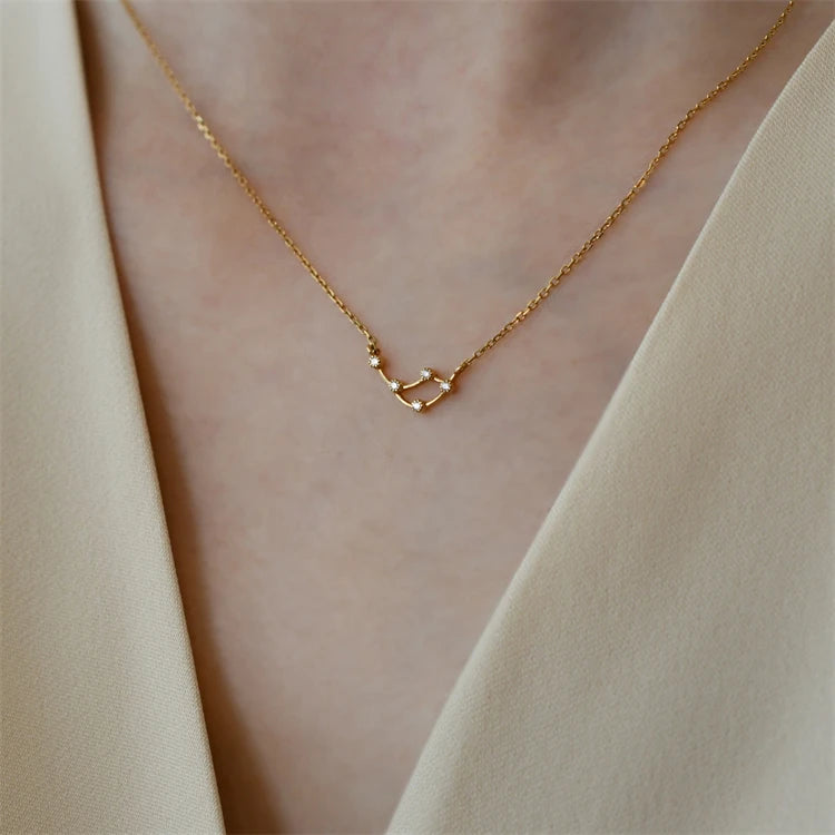 Trendy Jewelry Silver Minimalist Simple Design Gold Plated Zodiac Necklace