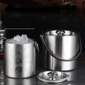 3 Litre Ice Bucket with Lid Stainless Steel Insulated Ice Bucket with Wicker Outer Basket Handle