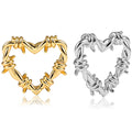 Evorte New Design Gold Plated 316L Stainless Steel Heart Hoop Earrings Barbed Wire Weights Trendy Ear Piercing Jewelry