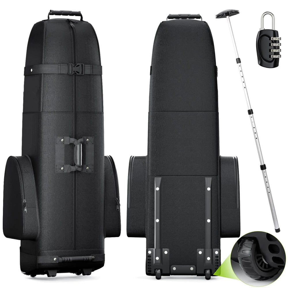 Foldable Outdoor Waterproof Heavy Duty Polyester Wear-Resistant Oxford Golf Travel Trolley Bag Luggage with 2 Reinforced Wheel