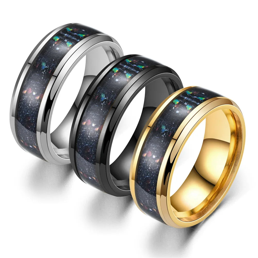 Wholesale Ring Customize Design Tungsten Carbide Abalone Shell Jewelry Mens Band Rings
