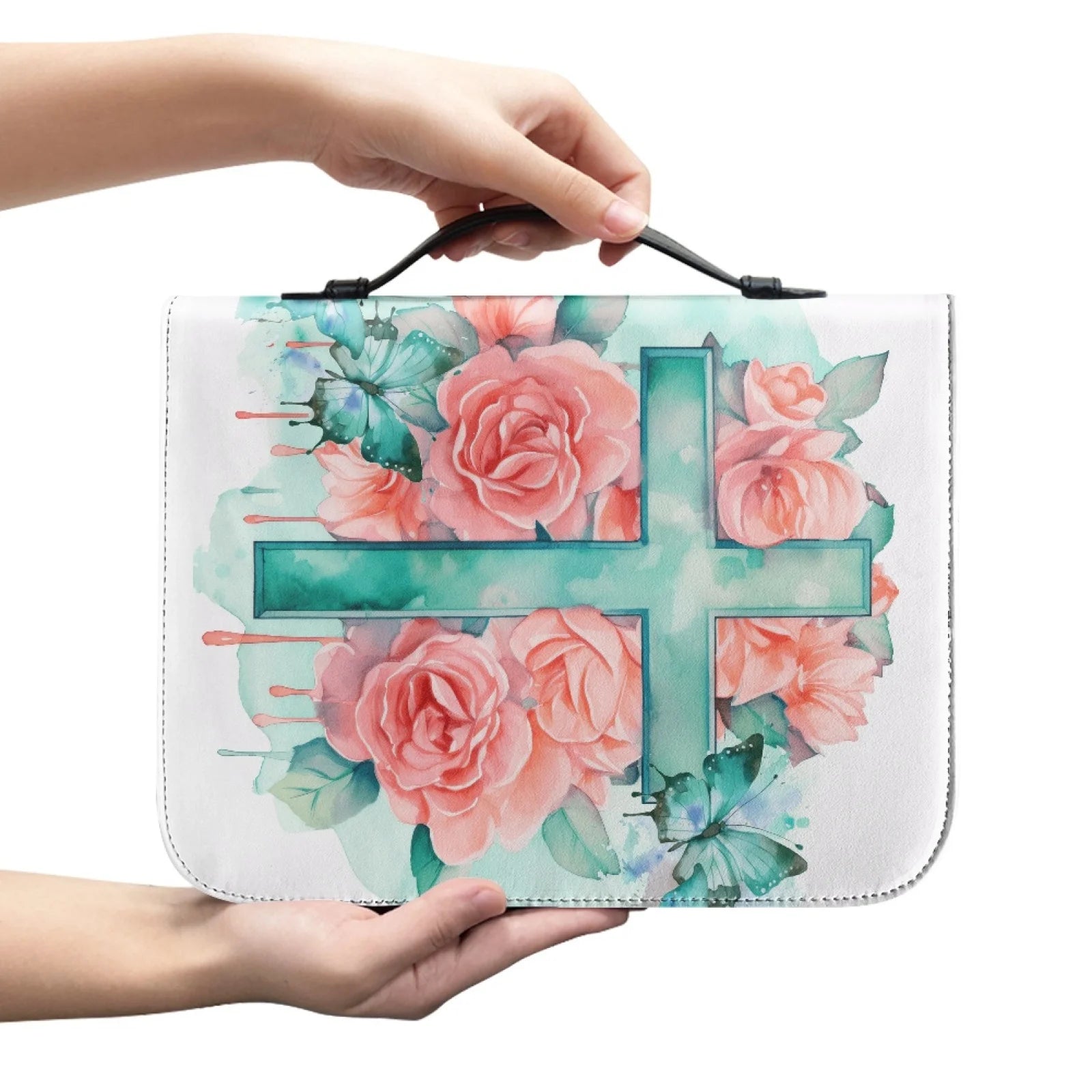 Luxury Flower Print Custom Floral Pattern Carrying Book Case Church Handbag Bible Protective Cover Bible Bag for Women Wholesale