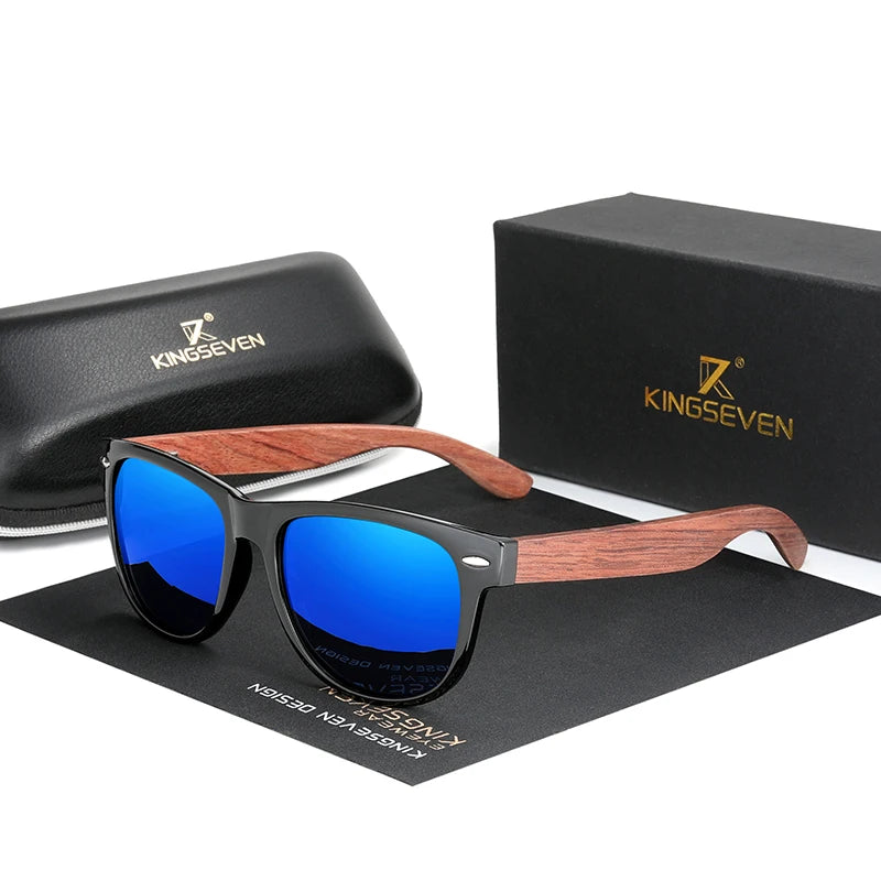 KINGSEVEN New Black Walnut Sunglasses UV400 Safety Glasses Wood Polarized Men and Women Sunglasses B5789