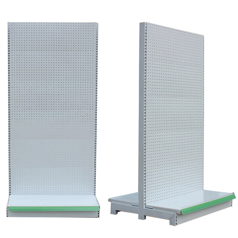 Adjustable and Removable Heavy Duty Metallic Supermarket Shelves Stand with Hanging Hooks for Grocery Stores