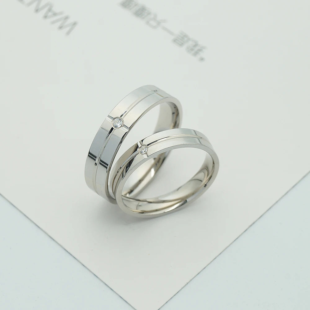 Trendy Men Ring Polish Cross Wedding Rings Couple Set Engagement Rings for Men and Women