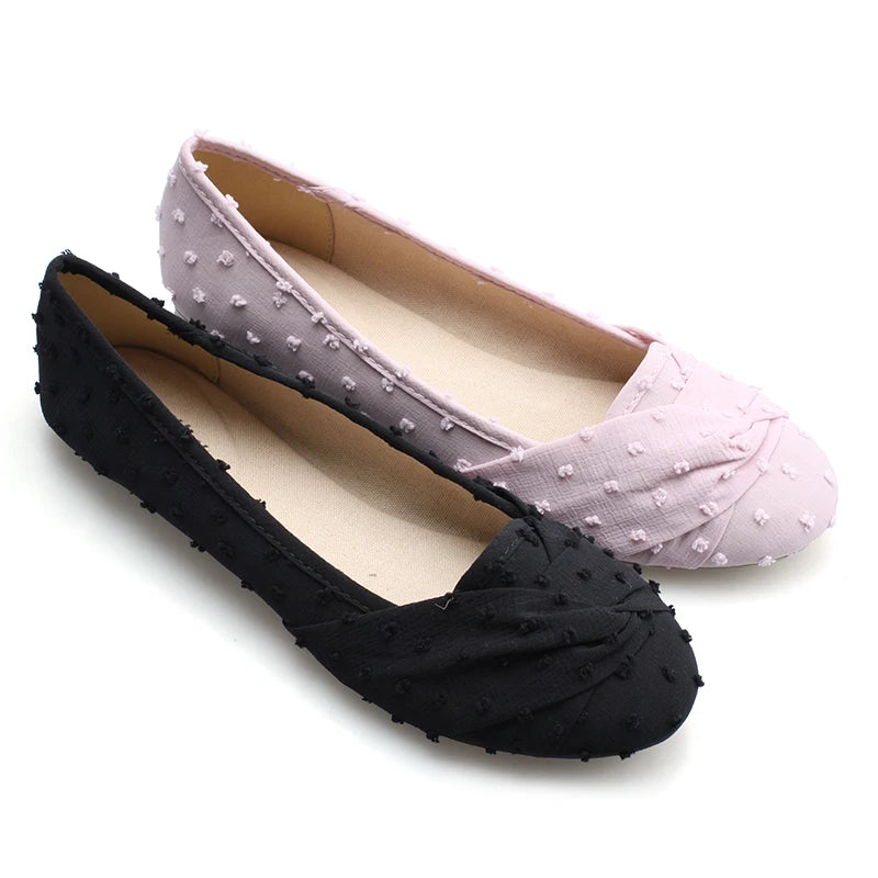 The Women Popular Fashion Basic Causal Mesh Upper with Special Bow Canvas Lining Soft Insole Flat Shoes