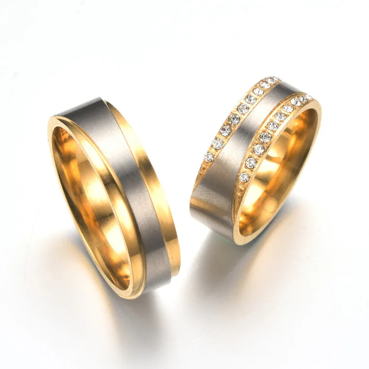 New Fashion Titanium Stainless Steel Couple Promise Ring Temperament Versatile Cubic Zircon Fidget Anxiety Ring