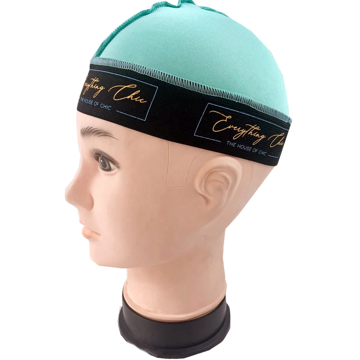 Custom Man Designer Spandex Hair Durag Band Wide Front Elastic Wave Cap 3D Embroidery for Sports Cycling Travel-Four Seasons