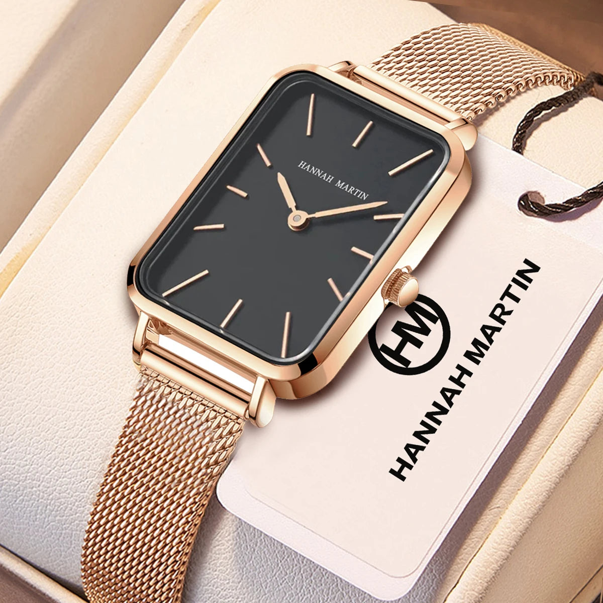Hannah Martin Watch Factory Custom Minimalist Japan Quartz Ladies Watches Fashion Waterproof Square Dial Wrist Women's Watches