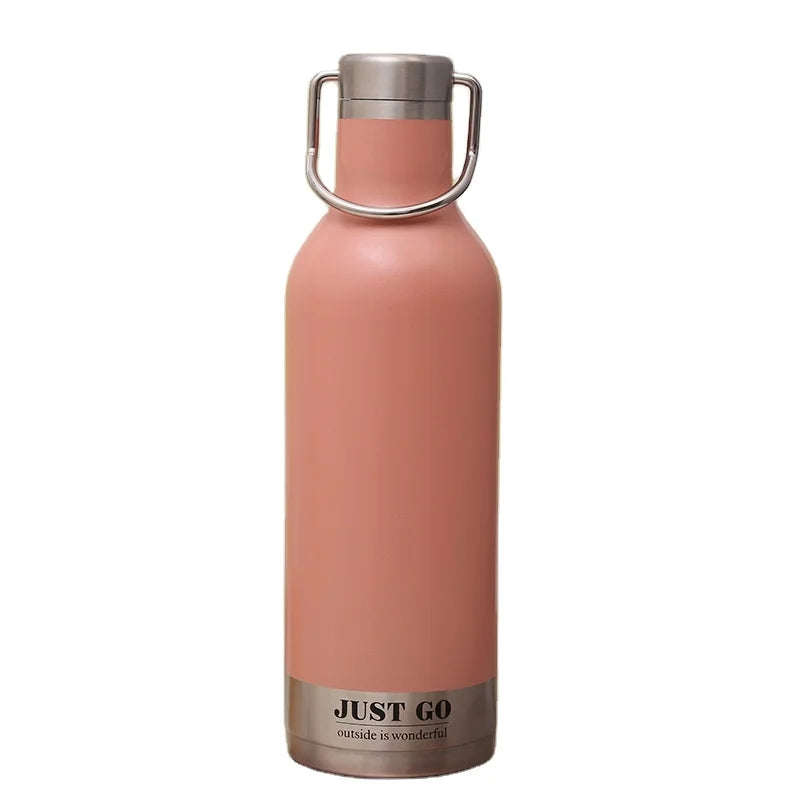 Portable Custom Stainless Steel Vacuum Cup Flask Doubl Wall Sport GYM Thermo Drinking Bottle With Handle