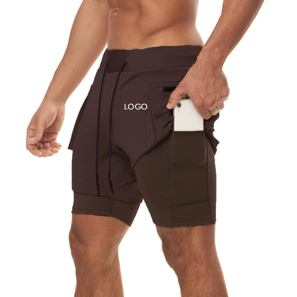 Wholesale Man Gym Men's Athletic Shorts 2 in 1 Double Training Men Workout Sports Fitness Sweat Jogger Shorts With Pockets