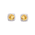 Customize Highend Fine Jewelry Natural Citrine Gemstone Halo Stud Earrings Silver Earrings for Women 925