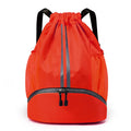 Waterproof Foldable Drawstring Backpack String Gym Basketball Soccer Bag With Dry Wet Separation Pocket and Shoes Compartment