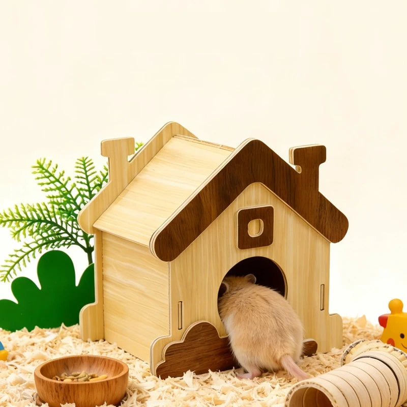 Eco-friendly Solid Wood Large Hamster Hideaway with Modular Design