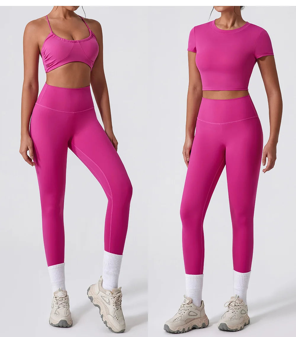 BNICE Women Yoga Pants Gym Pants Set Wholesale Leggings for Fitness Sportswear Short Slim Top High Waist Leggings for Ladies