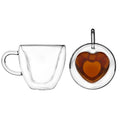 Heart Shaped Tea Cup 240 Ml/ 8 Oz Double Walled Insulated Glass Coffee Mug for Valentine's Day