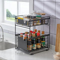 2Tier Metal Slide Cabinet Basket Pull Out Spice Drawer Kitchen Mesa Rack Under Sink Organizer Holder Storage Basket Corner Shelf