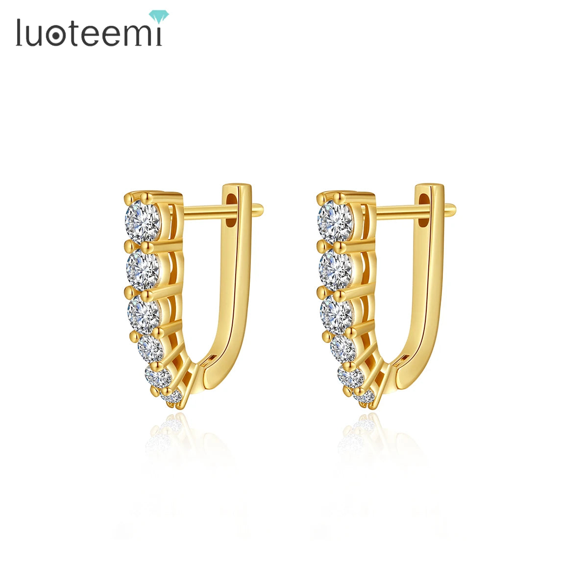 CZCITY Hoop Earring Charm Trendy Woman Huggie Korean Fashion Diamond Zirconia Zircon Hot Sale Clip Earing