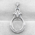 Sterling Silver 14*16mm Semi Mount Pendant Empty Frame Blank Support Setting S925 Base Holder Without Center Stone for DIY Inlay
