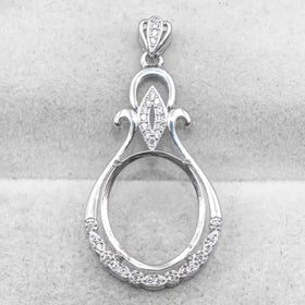 Sterling Silver 14*16mm Semi Mount Pendant Empty Frame Blank Support Setting S925 Base Holder Without Center Stone for DIY Inlay