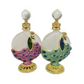 Wholesale Customized Dubai Perfume Bottle Peafowl 15ml pink Green Cosmetics Essential Oil Glass Dropper Oil Bottle