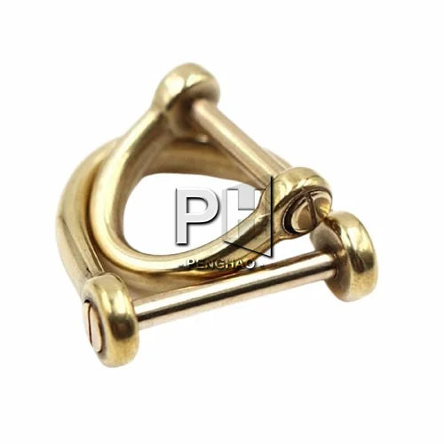 Solid Brass D Shackle Clasp Metal Buckle Keychain Ring Hook Screw Pin Joint Connecter Bag Strap Clasp Leathercraft Accessory