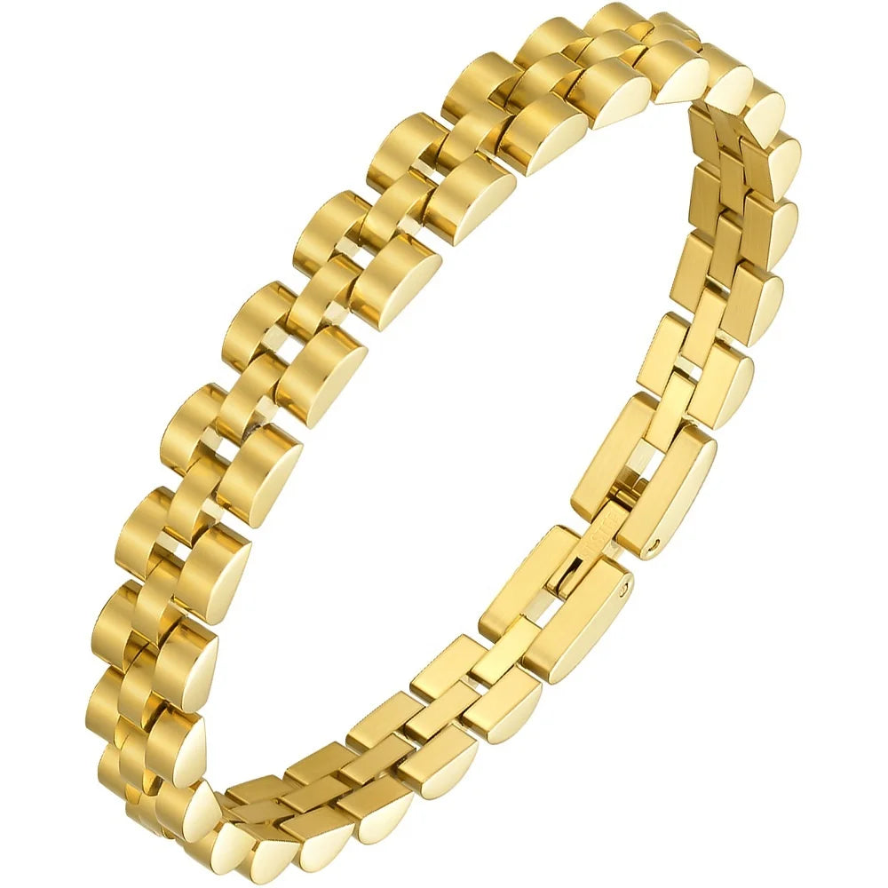 Latest High Quality 18K Gold Plated Stainless Steel Jewelry Watchband Link Chain for Women Bracelets B202165