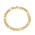 Simple 316L Stainless Steel 14K Gold Plated 6MM Wide 19cm Length Figaro Chain Link Chain Bracelet Jewelry